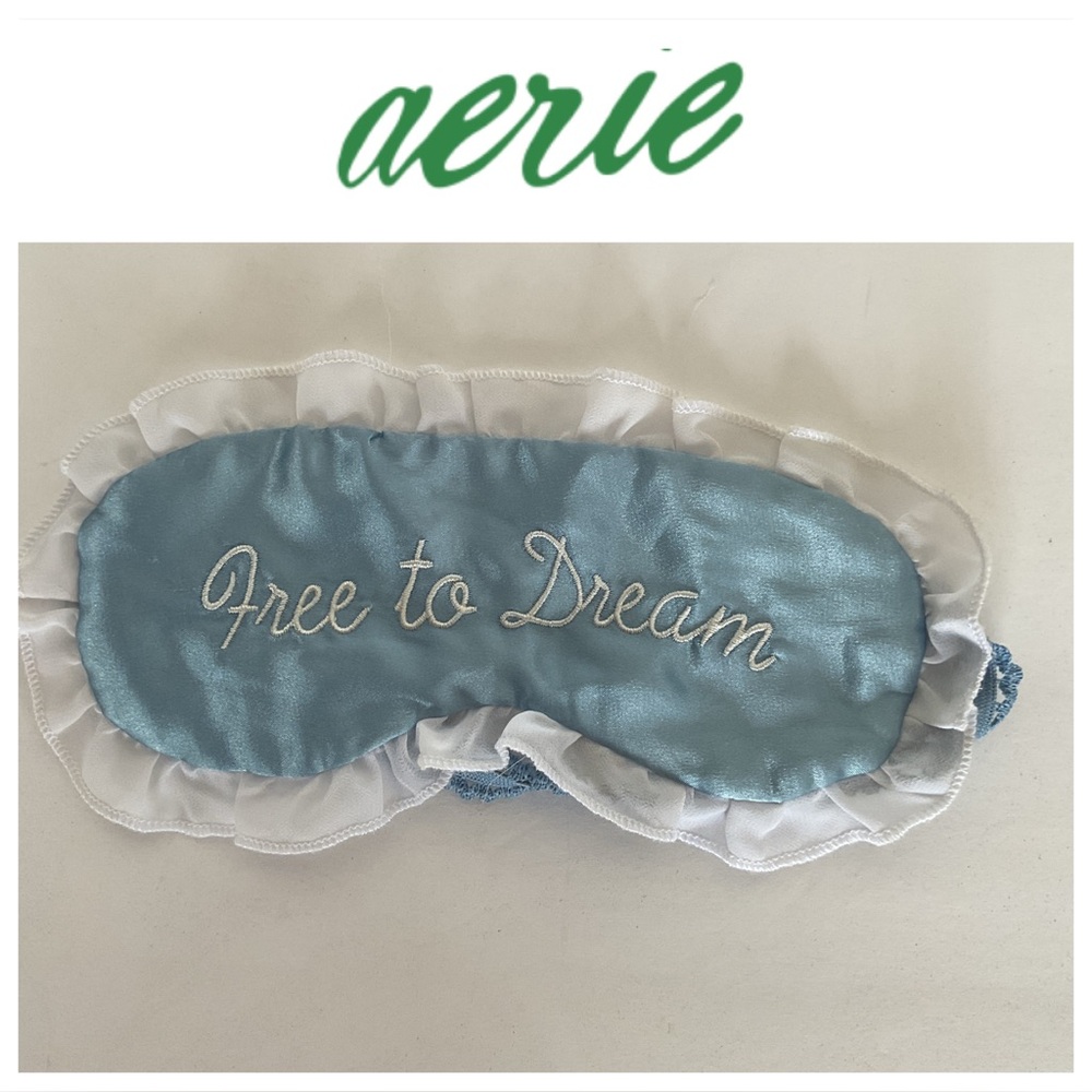Aerie blue satin polka dot sleep eye mask NWT